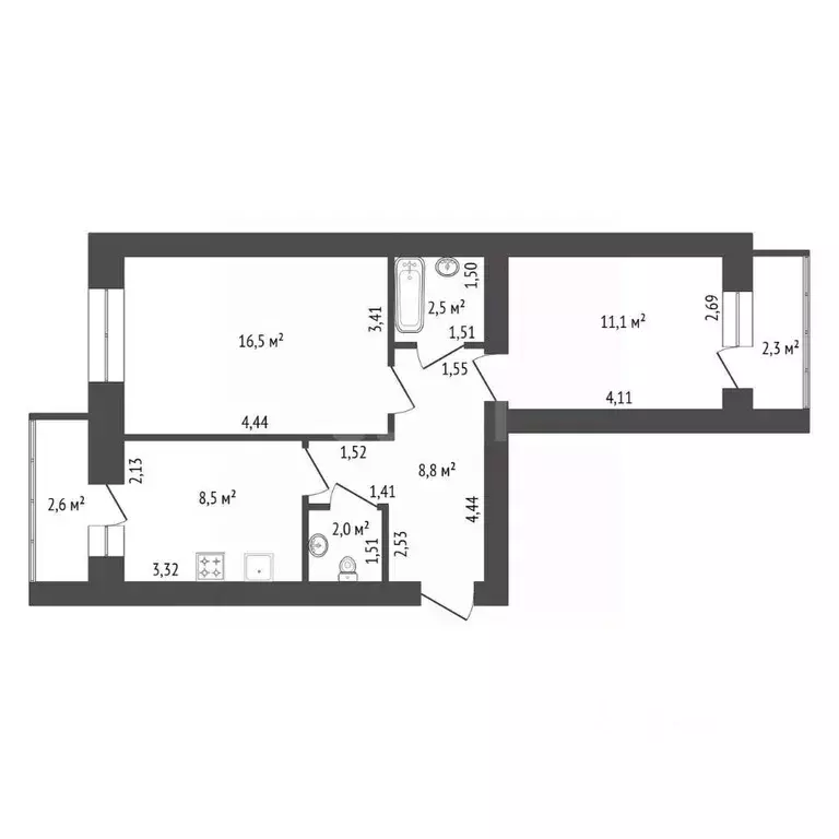2-к кв. Башкортостан, Уфа ул. Максима Горького, 68 (49.4 м) - Фото 2