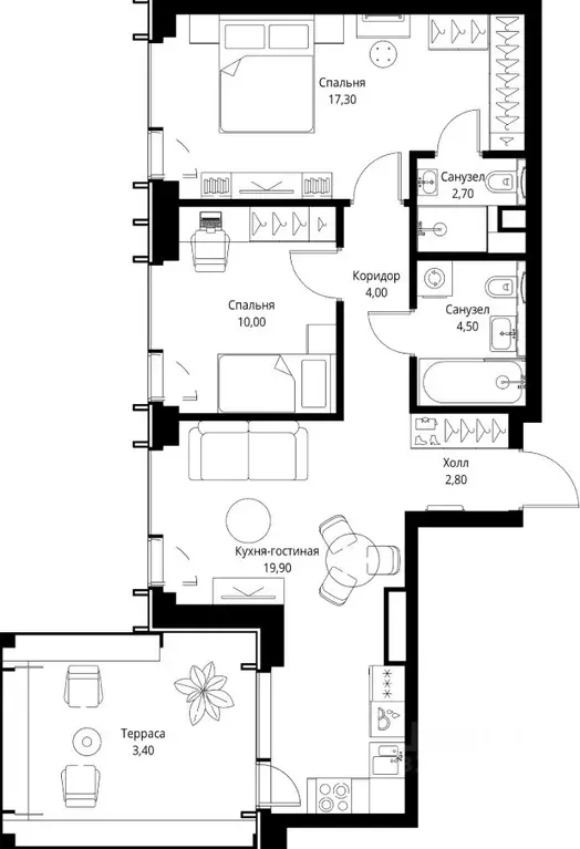 2-к кв. Москва Верейская ул., 29С34 (66.2 м) - Фото 2