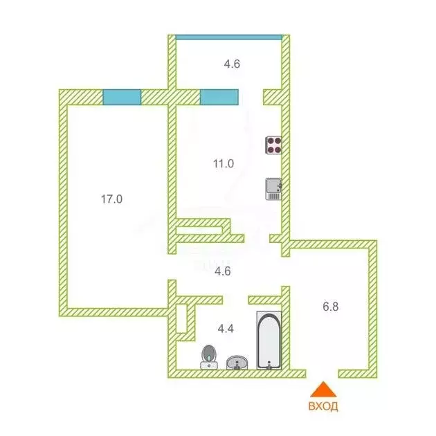 1-комнатная квартира: Тюмень, микрорайон Мыс, Судоремонтная улица, 24 ... - Фото 2