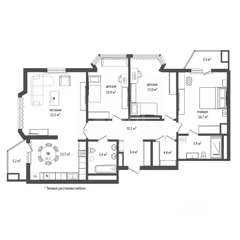 4-к кв. Тюменская область, Тюмень Первомайская ул., 50 (109.3 м) - Фото 2