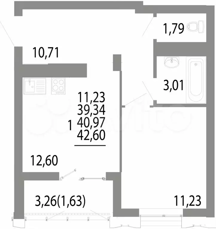 1-к. квартира, 41 м, 24/25 эт. - Фото 0