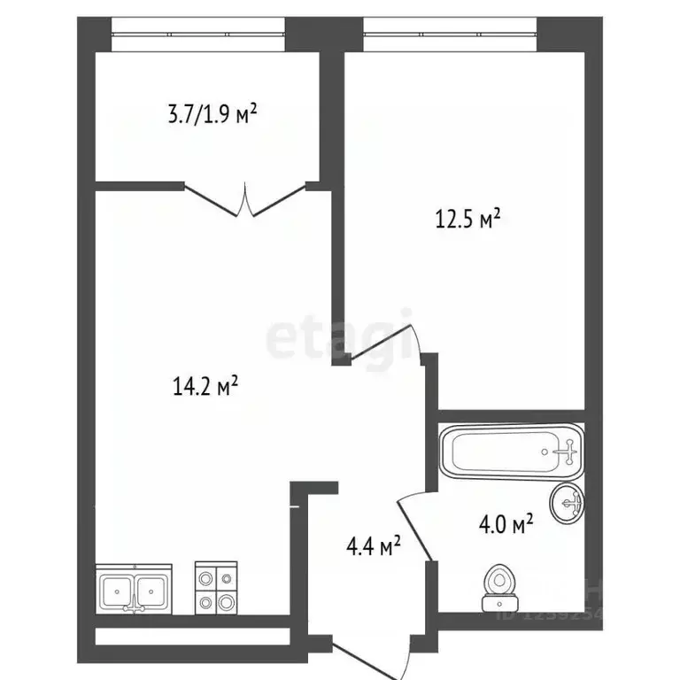 1-к кв. Крым, Симферополь ул. Никанорова (37.0 м) - Фото 1