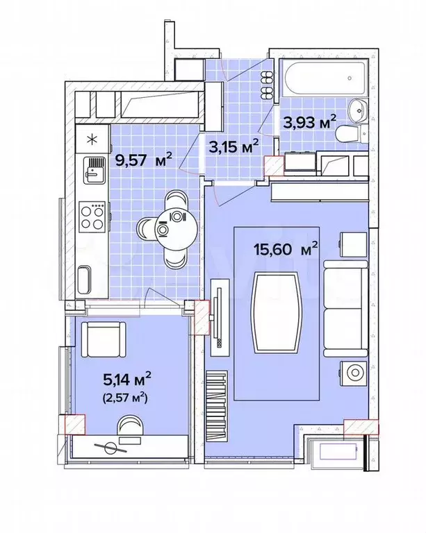 1-к. квартира, 36,9 м, 6/9 эт. - Фото 0