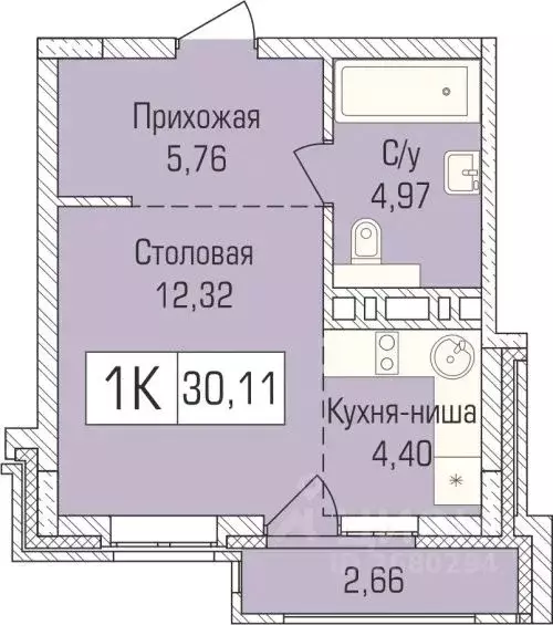 1-к кв. Новосибирская область, Новосибирск ул. Василия Клевцова, 3 ... - Фото 0