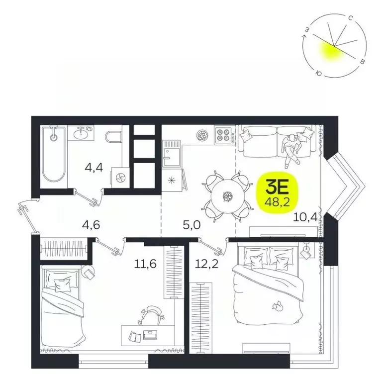 3-к кв. Свердловская область, Екатеринбург Южная Ботаника жилрайон, ... - Фото 1