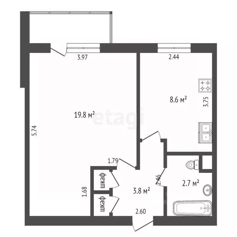 1-к кв. Крым, Евпатория ул. Чапаева, 85 (35.9 м) - Фото 1