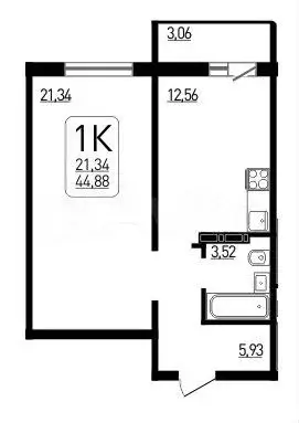 1-к. квартира, 44,9 м, 10/17 эт. - Фото 0