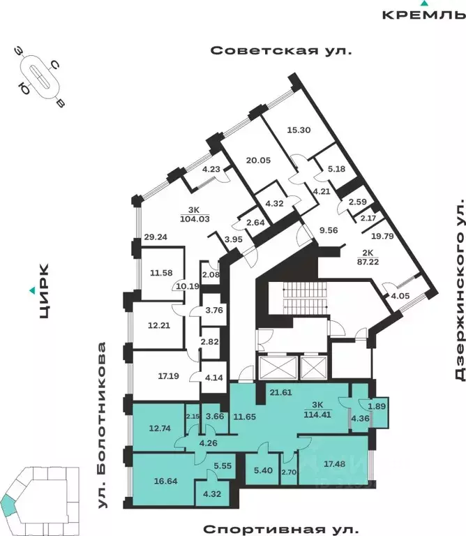3-к кв. Тульская область, Тула ул. Болотникова, 4 (114.41 м) - Фото 1