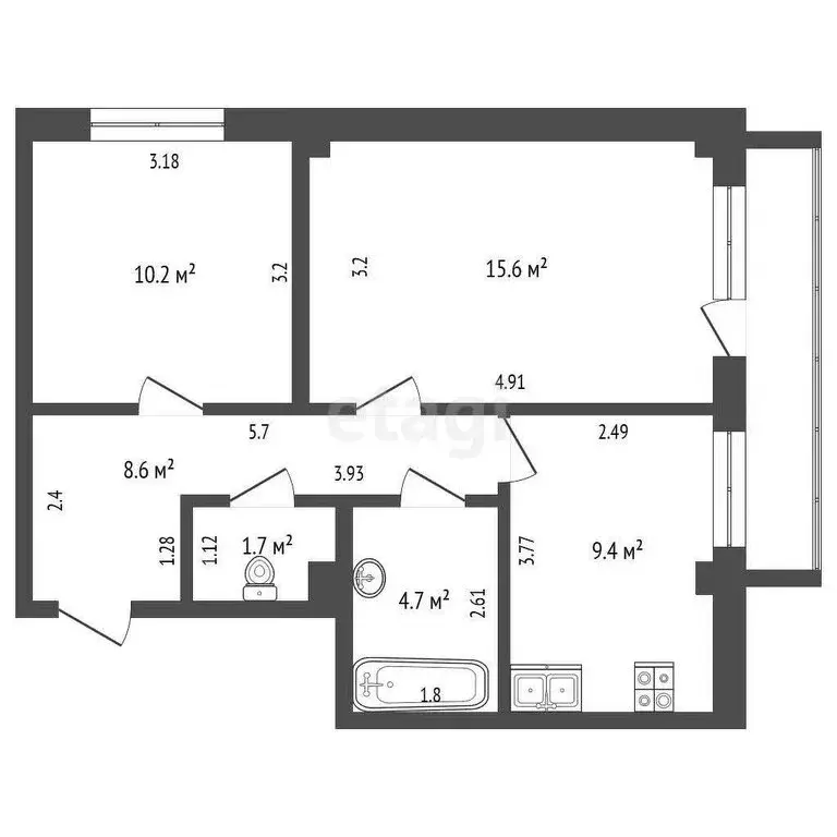 2-комнатная квартира: Нижний Бестях, Кооперативная улица, 7 (50.2 м) - Фото 1