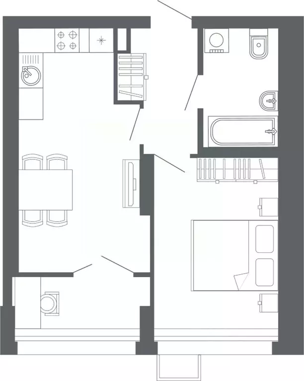 1-к кв. Свердловская область, Екатеринбург ул. Мира, 47/7 (41.2 м) - Фото 1