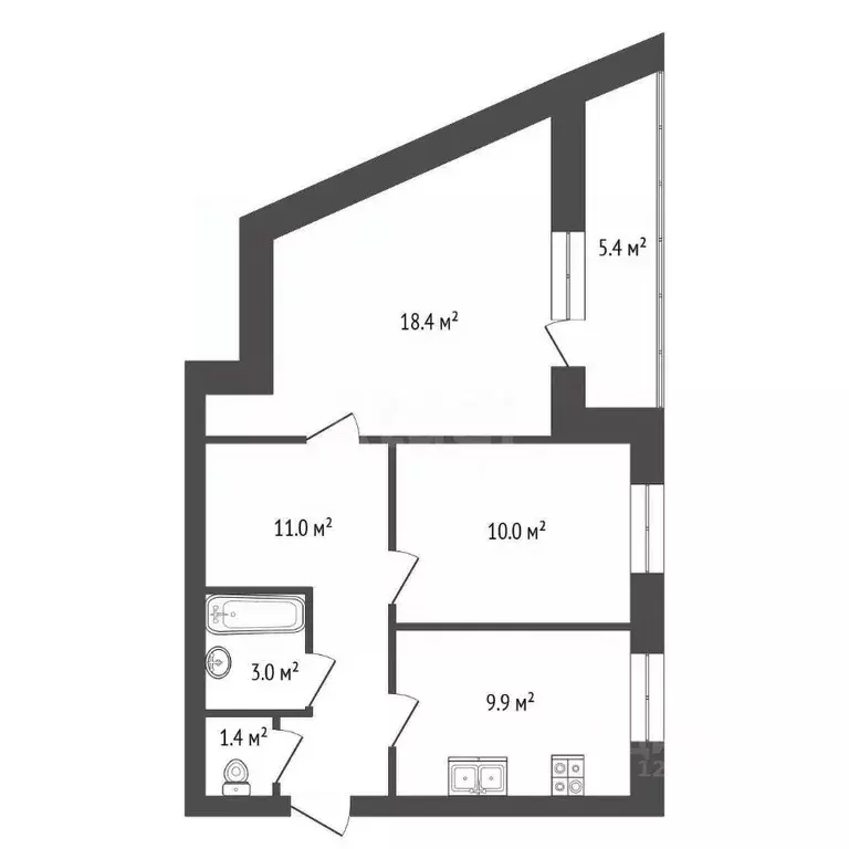 2-к кв. Калужская область, Калуга бул. Солнечный, 8 (53.7 м) - Фото 2