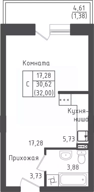 Студия Московская область, Дмитровский городской округ, д. Рыбаки ... - Фото 0