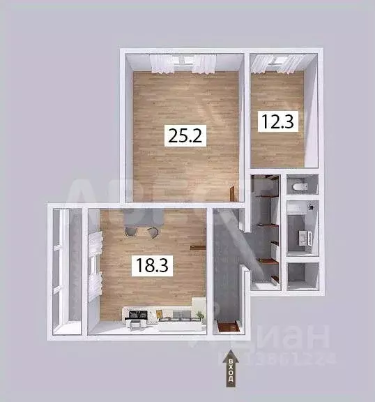 3-к кв. Омская область, Омск ул. Конева, 36 (74.9 м) - Фото 1