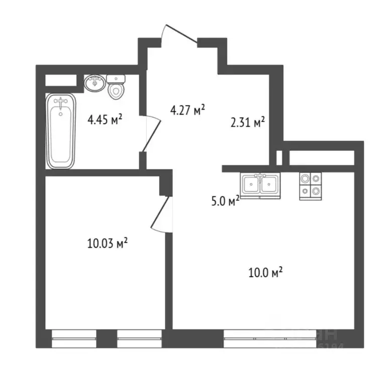 1-к кв. Тюменская область, Тюмень ул. Новоселов, 96 (36.1 м) - Фото 2