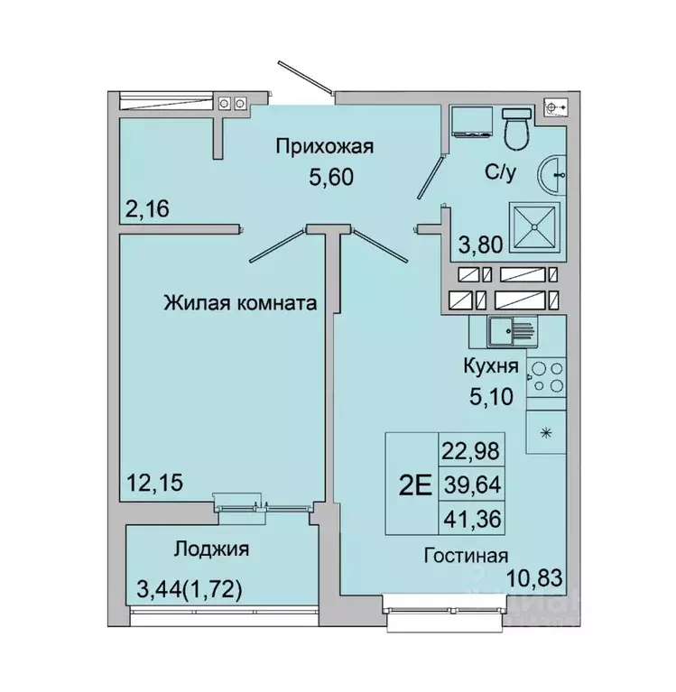 2-к кв. Ростовская область, Батайск ул. Булгакова, 11 (41.36 м) - Фото 1