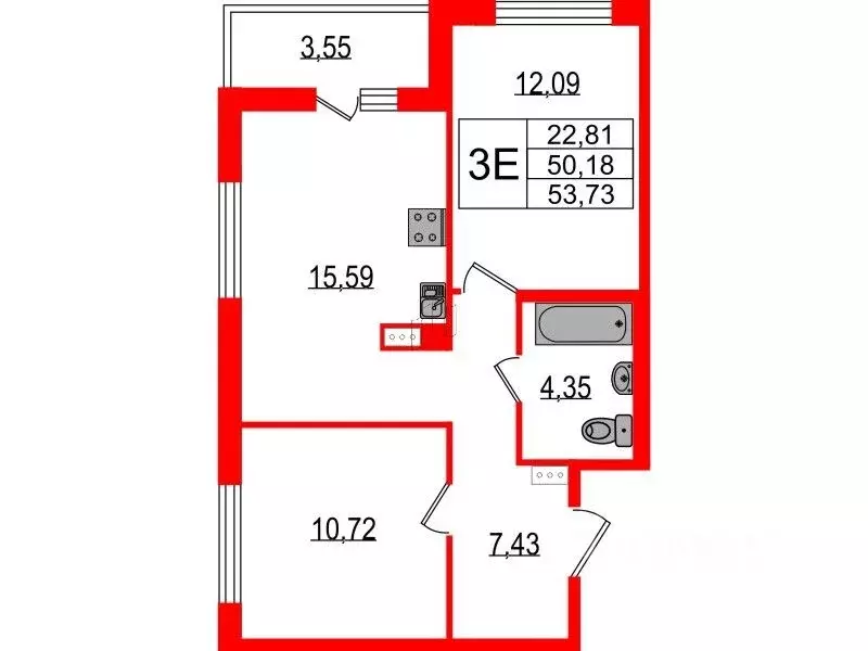 2-к кв. Санкт-Петербург пос. Парголово, дор. Михайловская, 14к1 (53.73 ... - Фото 0