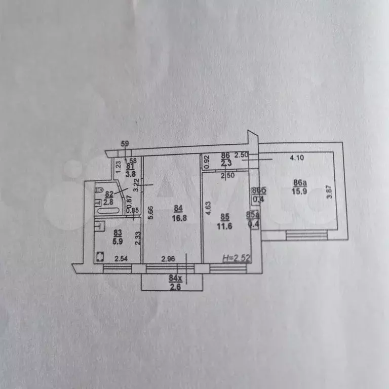 3-к. квартира, 59 м, 4/5 эт. - Фото 0