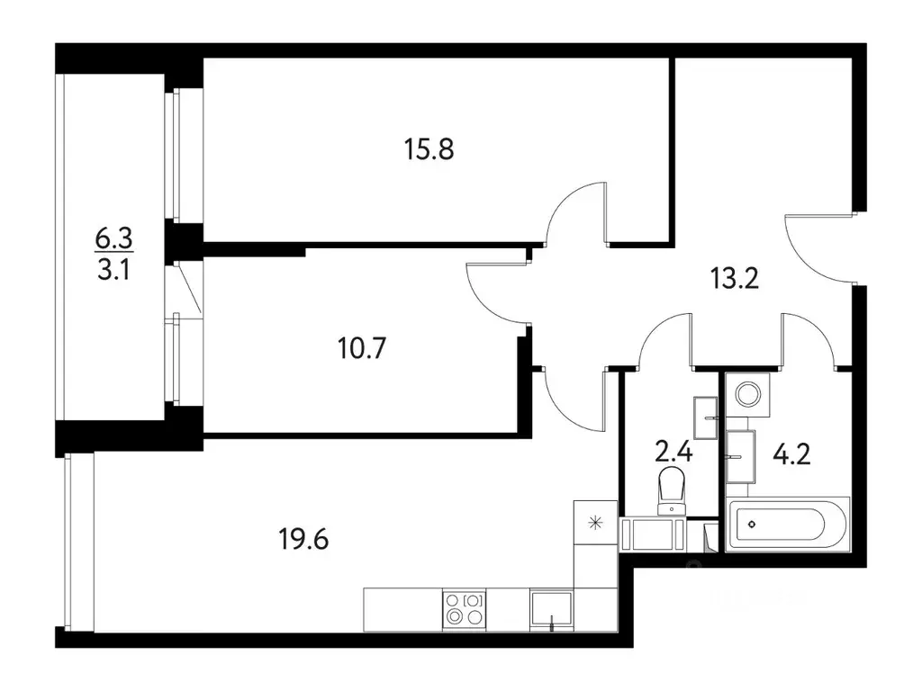 2-к кв. Московская область, Щелково Центральная ул., 65 (70.5 м) - Фото 1
