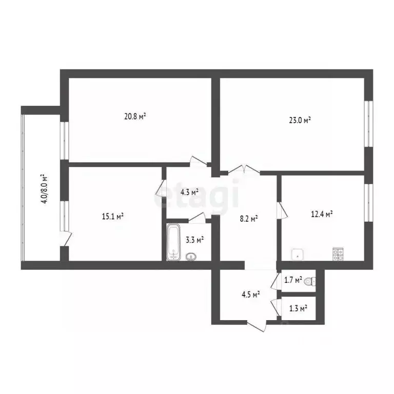 3-к кв. Тюменская область, Тюмень ул. Чернышевского, 2Бк4 (93.6 м) - Фото 0