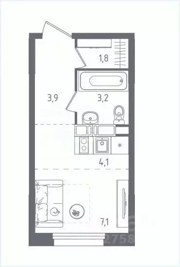 Студия Москва пос. Газопровод, ул. 5-я Лесные Поляны, 29 (20.1 м) - Фото 1