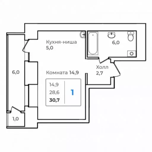 1-к кв. Амурская область, Благовещенск  (30.7 м) - Фото 0