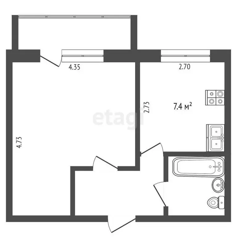 1-комнатная квартира: Тобольск, микрорайон Менделеево, 16 (33.1 м) - Фото 1