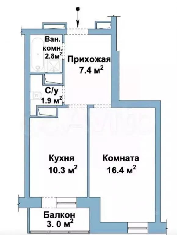 1-к кв. Санкт-Петербург ул. Репищева, 10к2 (39.0 м) - Фото 1