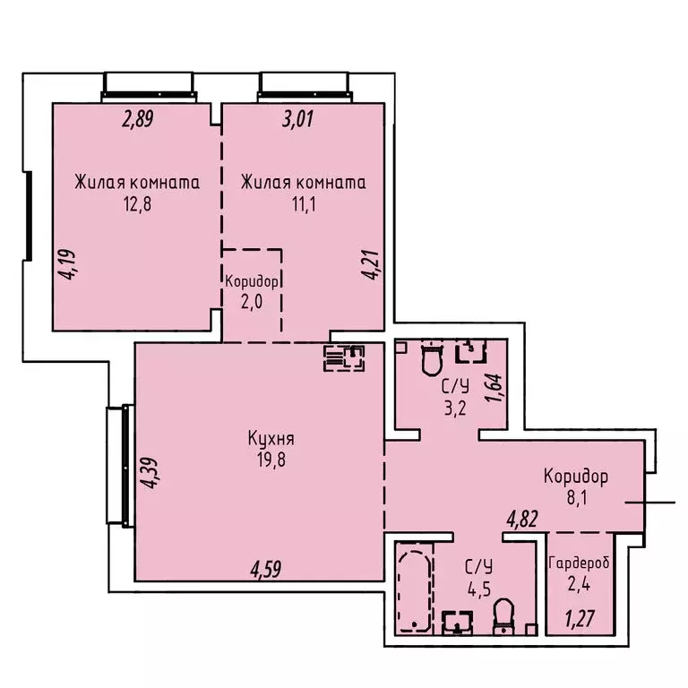 2-комнатная квартира: Иркутск, Култукская улица, 16 (63.9 м) - Фото 1