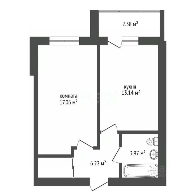 1-к кв. Амурская область, Благовещенск ул. Строителей, 70 (42.77 м) - Фото 2