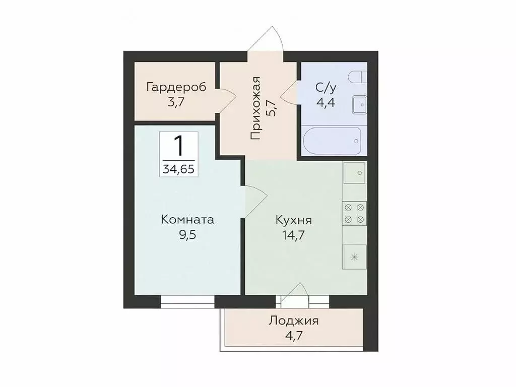 1-комнатная квартира: Самара, улица Победы, 14А (34.65 м) - Фото 0
