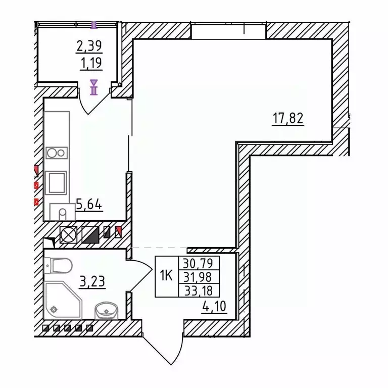 1-к кв. Калининградская область, Зеленоградск  (33.18 м) - Фото 1