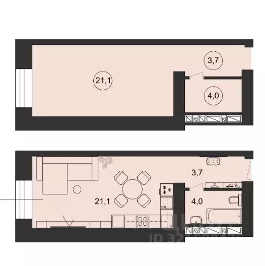 1-к кв. Тамбовская область, Тамбов ул. Агапкина, 2К (29.18 м) - Фото 2