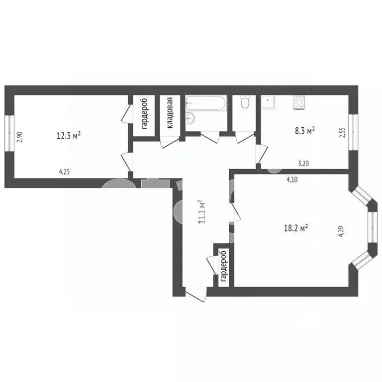 2-к кв. Ямало-Ненецкий АО, Новый Уренгой Молодежная ул., 7 (59.7 м) - Фото 2