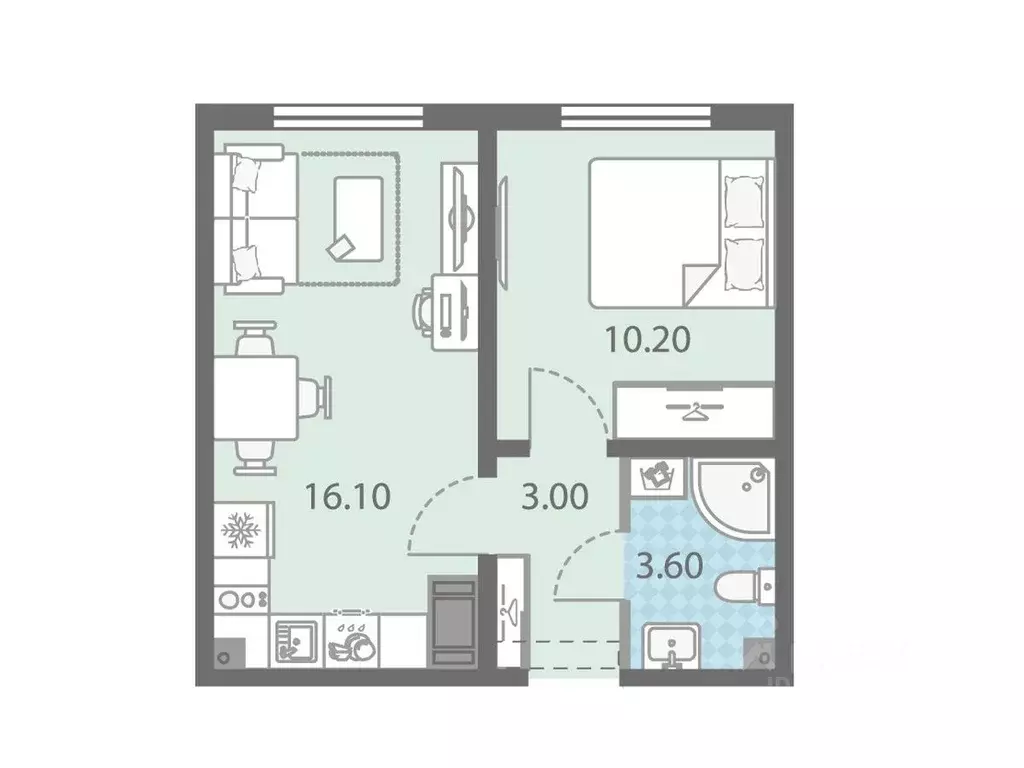 1-к кв. Ленинградская область, Всеволожское городское поселение, пос. ... - Фото 1