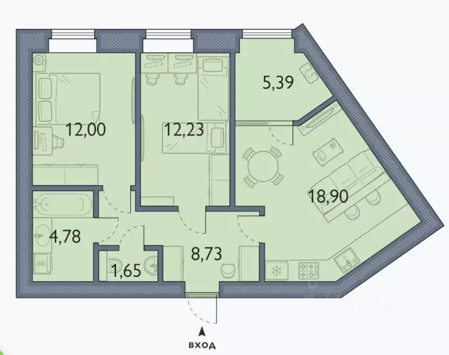 2-к кв. Брянская область, Брянский район, пос. Мичуринский, ... - Фото 1