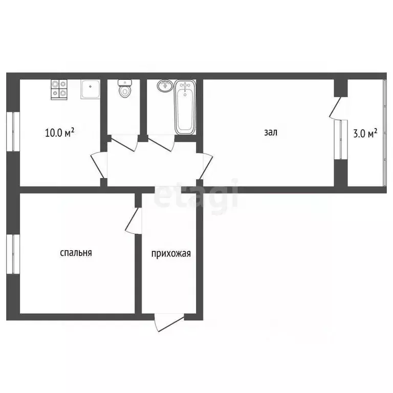 2-к кв. Ямало-Ненецкий АО, Муравленко ул. Муравленко, 23 (51.4 м) - Фото 2