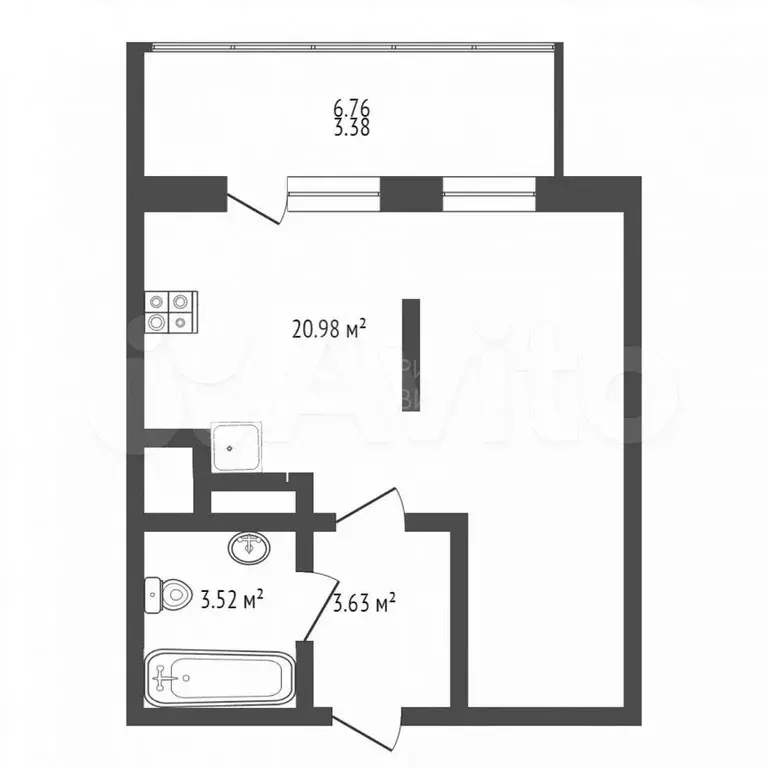 Квартира-студия, 34,8 м, 9/17 эт. - Фото 0