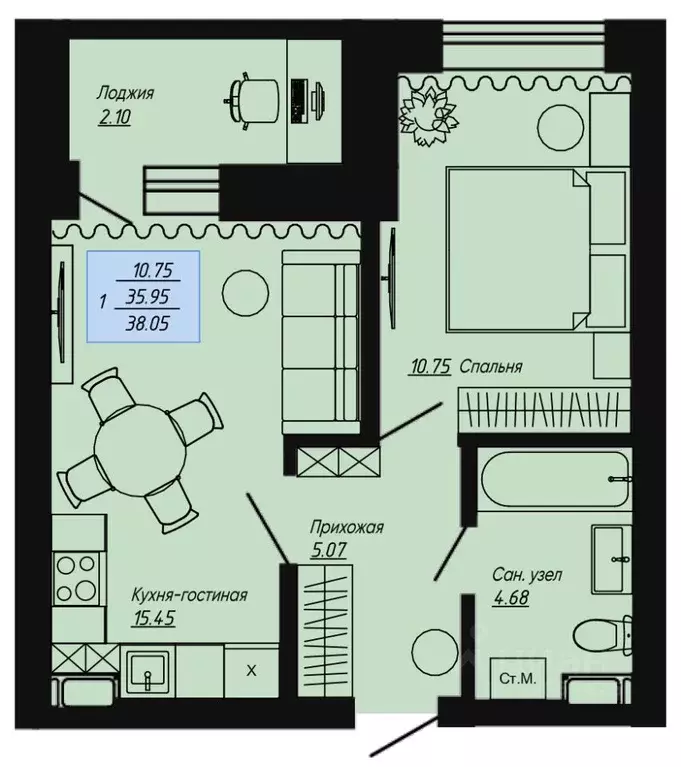 1-к кв. Волгоградская область, Волгоград пос. Ангарский, Клевер жилой ... - Фото 1