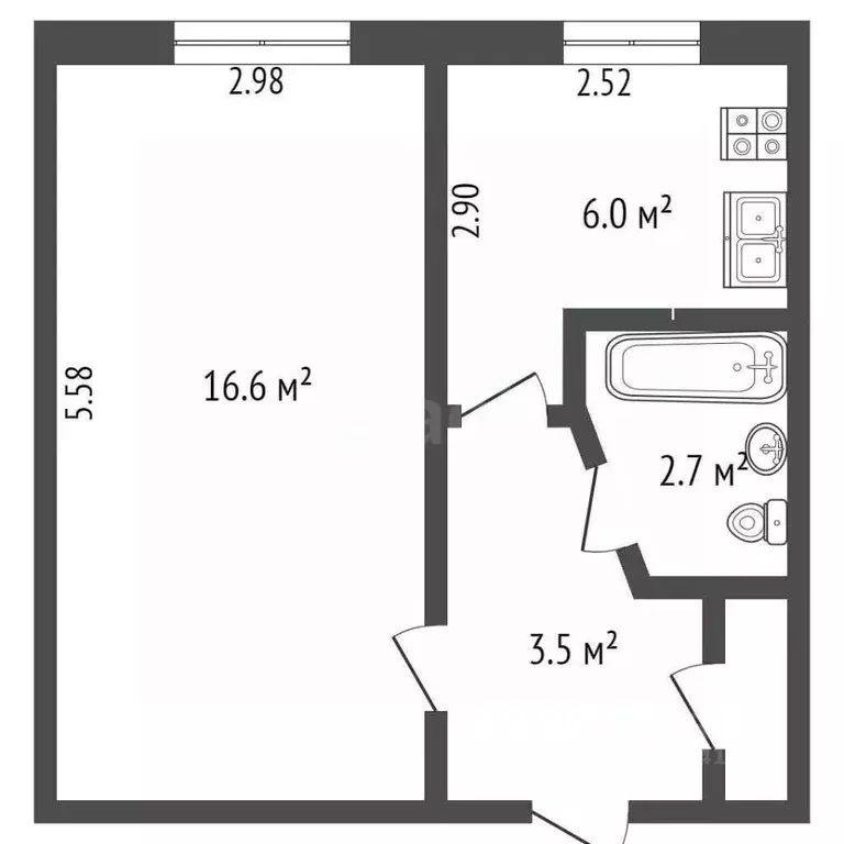 1-к кв. Севастополь ул. Новикова, 23 (30.5 м) - Фото 2