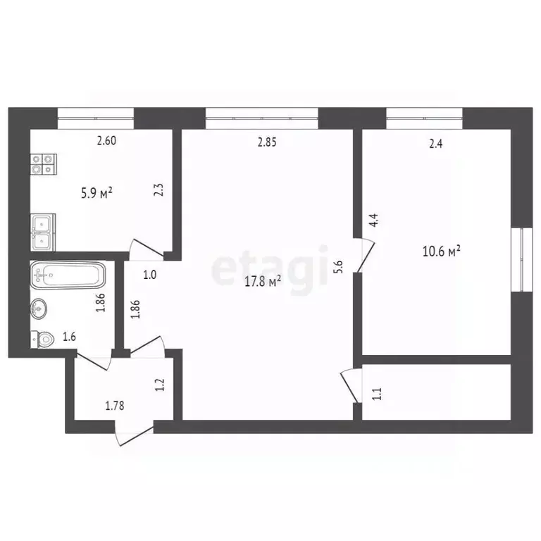 2-к кв. Коми, Ухта ул. Оплеснина, 22А (42.0 м) - Фото 2