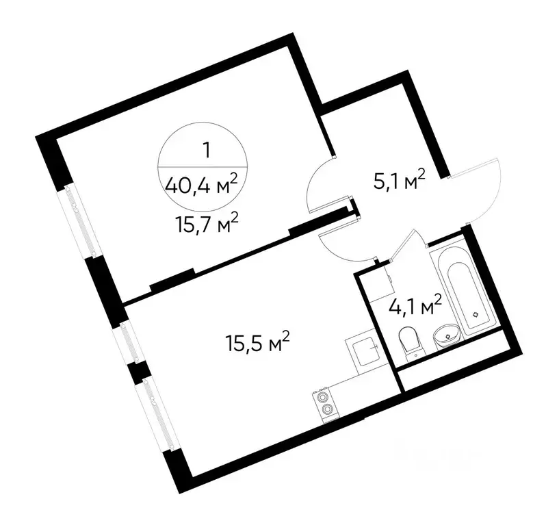 1-к кв. Москва Переделкино Ближнее мкр, 18-й кв-л,  (40.4 м) - Фото 0