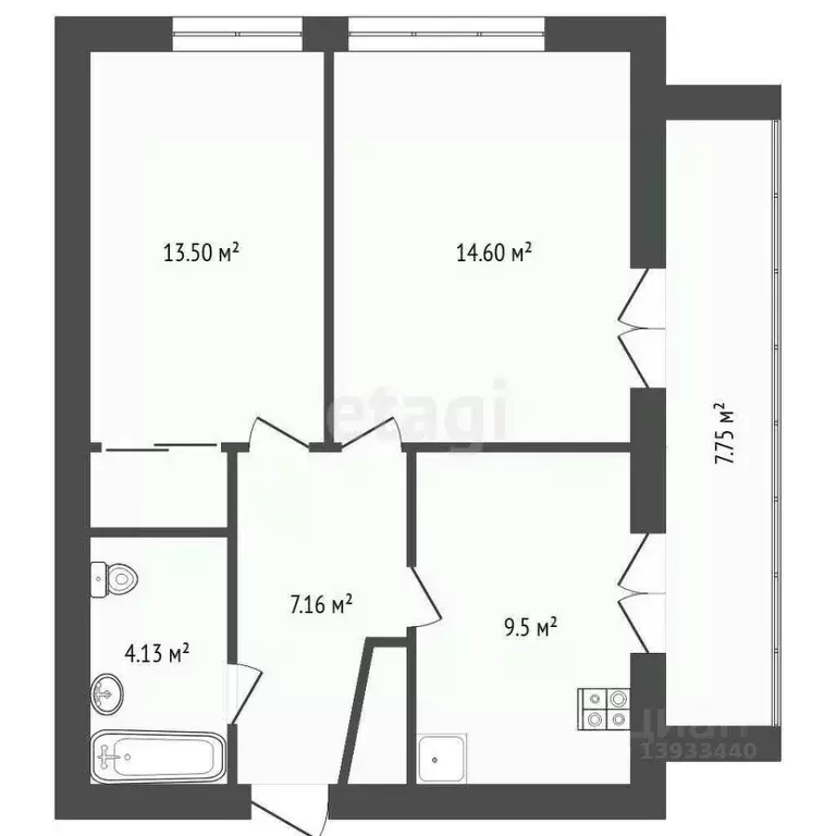2-к кв. Тюменская область, Тюмень 6-й мкр, ул. Валерии Гнаровской, 7 ... - Фото 2