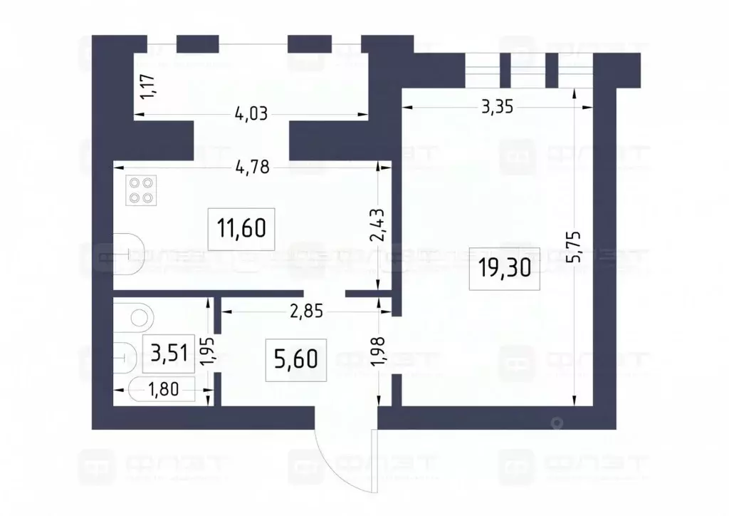 1-к кв. Татарстан, Казань ул. Фатыха Амирхана, 15 (45.0 м) - Фото 2