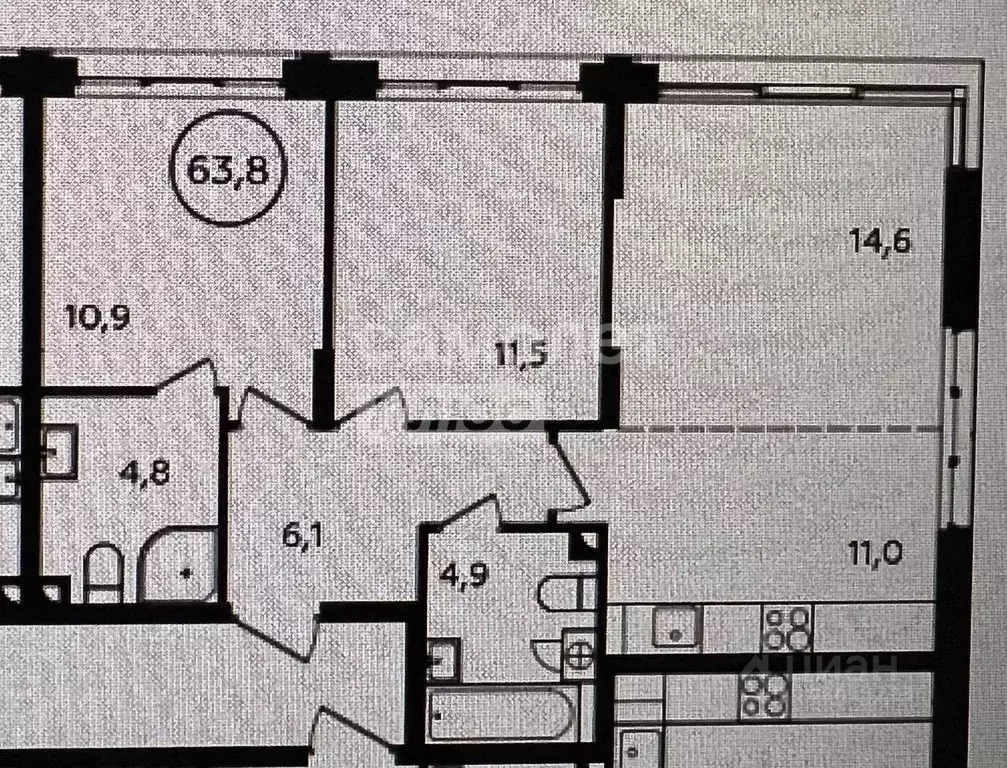 3-к кв. Москва Сосенское поселение, просп. Куприна, 1к2 (64.0 м) - Фото 2