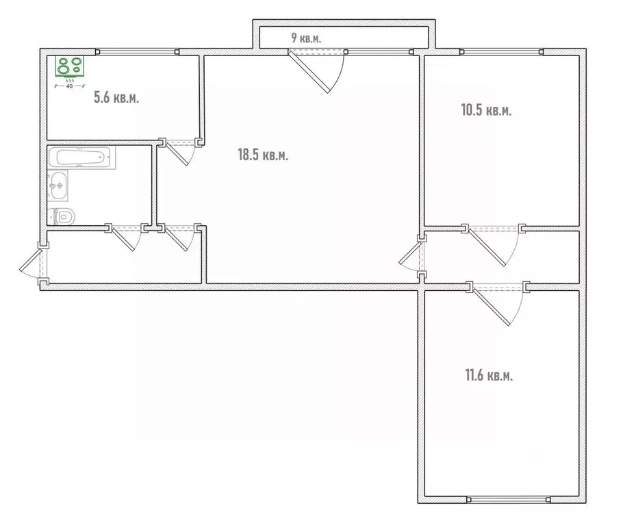 3-к кв. Омская область, Омск Городок Нефтяников мкр, ул. 4-я ... - Фото 1