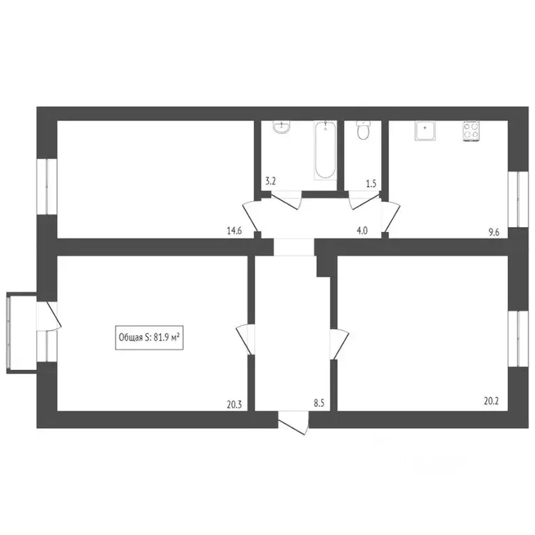 3-к кв. Татарстан, Казань ул. Юлиуса Фучика, 14Б (82.2 м) - Фото 1