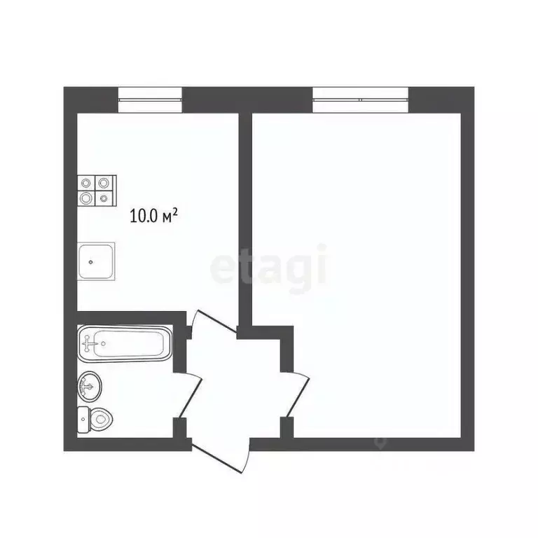 1-к кв. Тюменская область, Тюмень ул. Мельникайте, 80 (28.4 м) - Фото 1