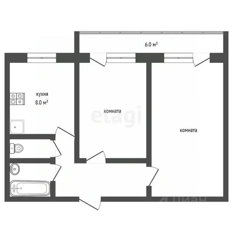 2-к кв. Ярославская область, Рыбинск Южный п/р, ул. Ошанина, 3 (46.0 ... - Фото 0