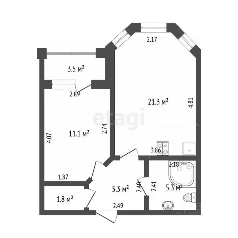 1-к кв. Тюменская область, Тюмень ул. Циолковского, 7к1 (44.8 м) - Фото 2
