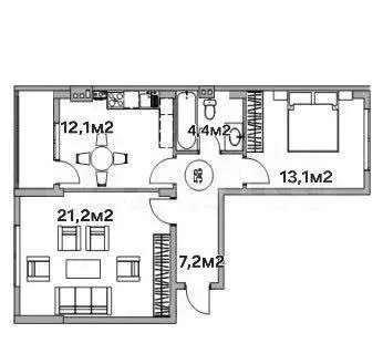 2-к. квартира, 57,7 м, 3/4 эт. - Фото 0